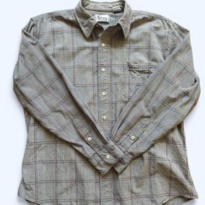 Vintage Kenny Rogers Button-Up Shirt – Microstripe Plaid – Size L